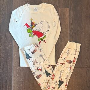 Hanna Andersson Cream Grinch Pajama Set Sz 10